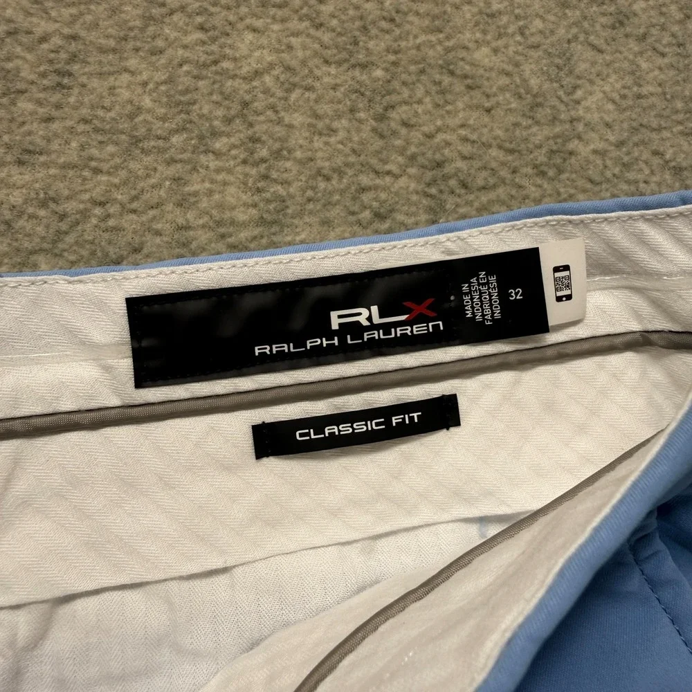 RLX Ralph Lauren Mens Classic Fit Shorts Blue Golf Performance Flat Front 32